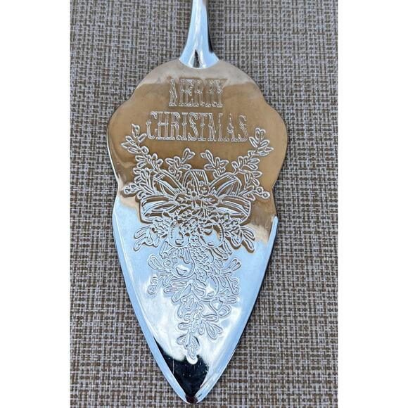 Vintage Silver plated Cake/Pie Server "Merry Christmas" Serve-ware Holiday 11” - Picture 2 of 9